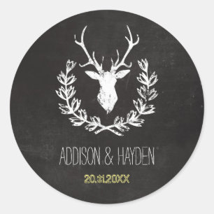 Hertengewei Rustieke krijtbordenvelop afdichting Ronde Sticker