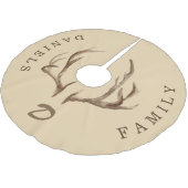 Hertengewei rustieke monogrammed familienaam beige kerstboom rok (Gekanteld)