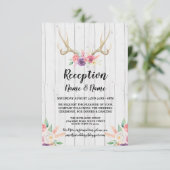 Hertengewei Rustieke Trouwreceptie Kaarten Bloemen (Staand voorkant)