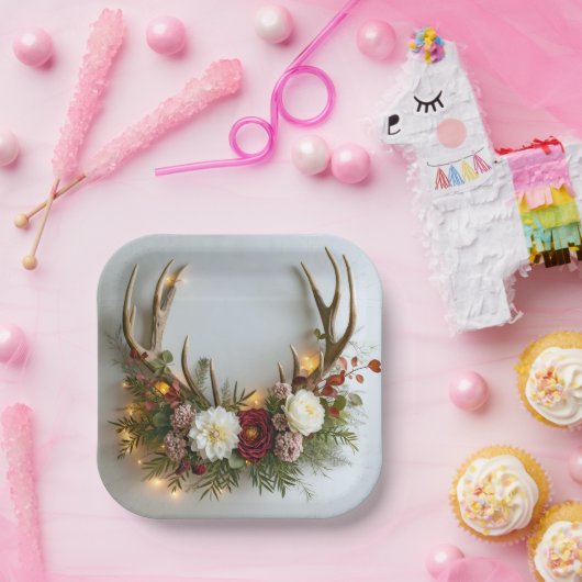 Hertengewei trouwarrangement papieren bordje (Feest)