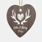  hertengeweien Houthart 1ste Christmast Keramisch Ornament (Links)