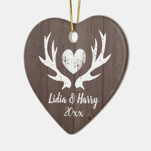  hertengeweien Houthart 1ste Christmast Keramisch Ornament (Links)