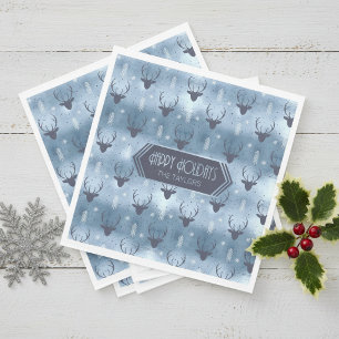 Hertengeweien Pijlen Kerstpatroon Blauw ID861 Servet