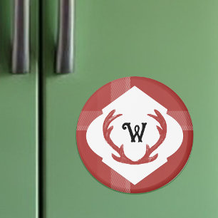 Hertengeweien Rusticaal Minimaal Monogram Burgundy Magneet