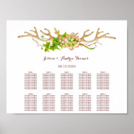 Hertengeweien & Wilde Bloemen Bruiloft Poster