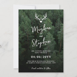 Hertengeweih Bos Dennenboom Bos Bruiloft Save The Date
