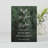 Hertengeweih Bos Dennenboom Bos Bruiloft Save The Date (Staand voorkant)