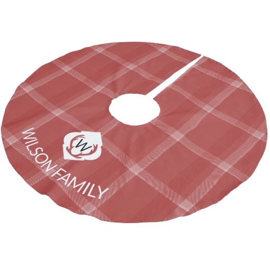 Hertengeweimonomogram Tartan Rood Kerstboom Rok (Gekanteld)