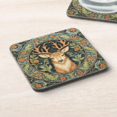 Hertengezicht in bloemenontwerp bier onderzetter (Linkerzijde)