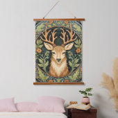 Hertengezicht in bloemenontwerp  hangend wandkleed (Slaapkamer)