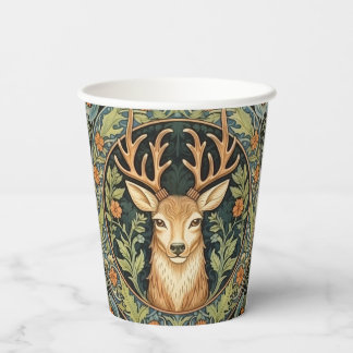 Hertengezicht in bloemenontwerp  papieren bekers