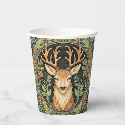 Hertengezicht in bloemenontwerp papieren bekers (Achterkant)