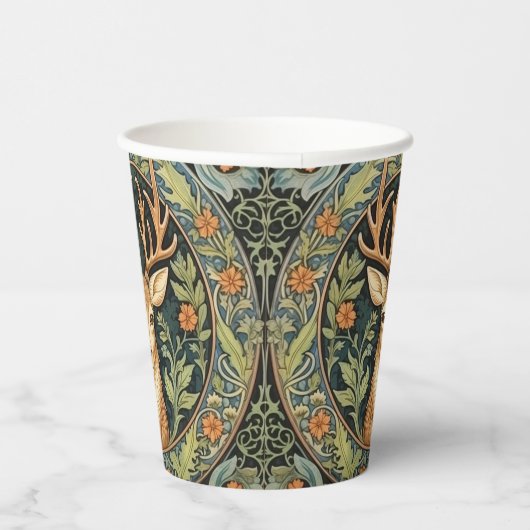 Hertengezicht in bloemenontwerp papieren bekers (Rechts)