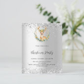 Hertengroen zilveren kerstfeest uitnodiging (Staand voorkant)