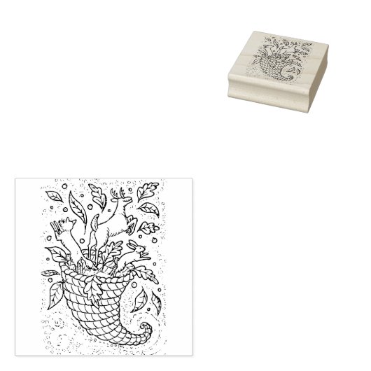 HERTENHAZEN VOSSENBOS WILDE DIEREN, NATUUR CORNUCO RUBBERSTEMPEL (Gestempeld)