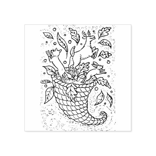 HERTENHAZEN VOSSENBOS WILDE DIEREN, NATUUR CORNUCO RUBBERSTEMPEL (Afrduk)