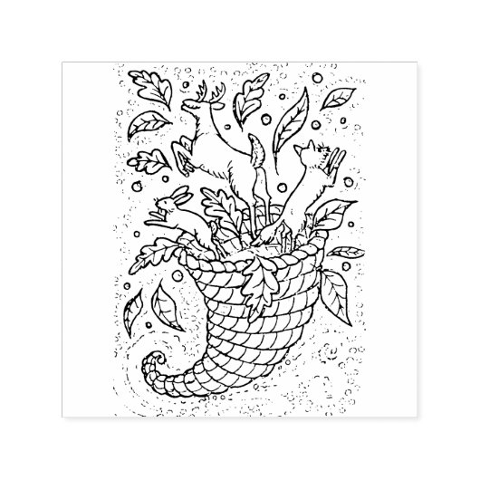 HERTENHAZEN VOSSENBOS WILDE DIEREN, NATUUR CORNUCO  ZELFINKTENDE STEMPEL (Design)