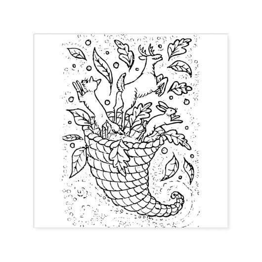 HERTENHAZEN VOSSENBOS WILDE DIEREN, NATUUR CORNUCO  ZELFINKTENDE STEMPEL (Design)