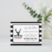 Hertenhoofd met bloemen & bergen Bewaar de datum Aankondigingskaart (Staand voorkant)