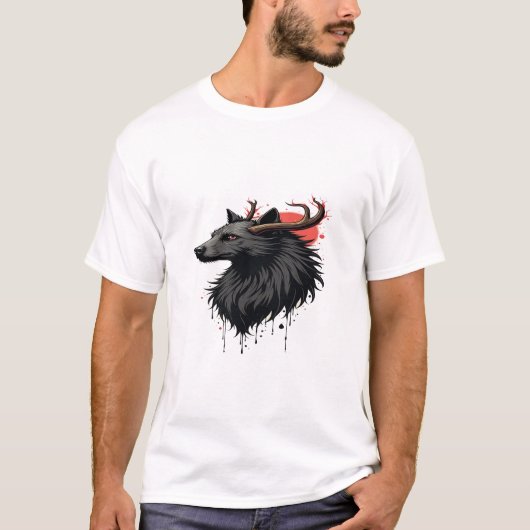 Hertenhoofd met maan achter - Artistic Graphic T-s T-shirt (Voorkant)