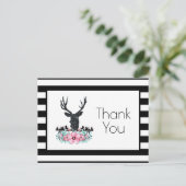 Hertenhoofd w / Bloemen & Bergen Party Dank u Briefkaart (Staand voorkant)