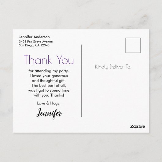 Hertenhoofd w / Bloemen & Bergen Party Dank u Briefkaart (Achterkant)