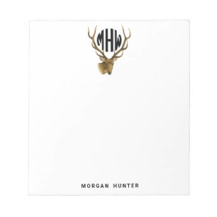 Hertenhoofd Zwarte Cirkel Monogram Lettertype Notitieblok