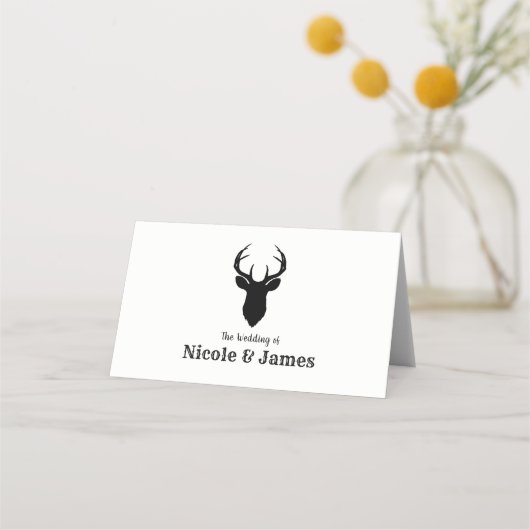 Hertenhoofdgewei Rustieke Trouwtafel Zitplaats Plaatskaartje (Voorkant)