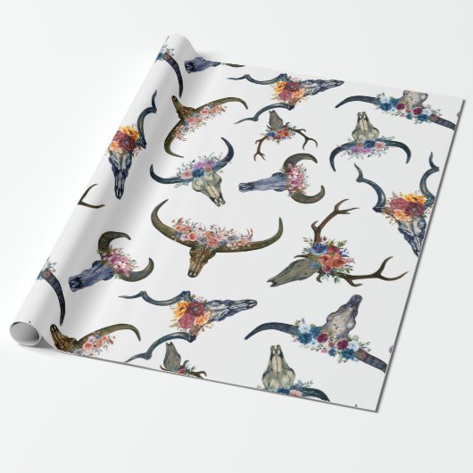 Hertenhoorn Bloemmotief Cadeaupapier (Uitgerold)