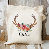 hertenhoorn Floral bridesmaid, bruiloft Favor Tote Bag