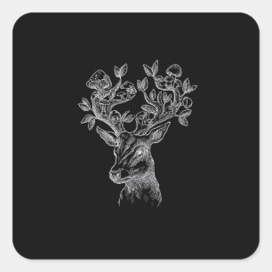 Hertenhoorn Paddenstoel Cottage Goblincore Vintag Vierkante Sticker