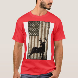  hertenjacht Camoue Camo Amerikaanse vlag T-shirt