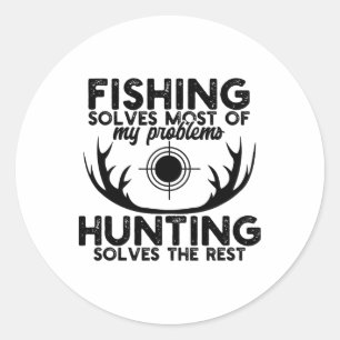 Hertenjacht Grappige Vissen En Jagen Ronde Sticker