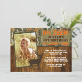 Hertenjacht verjaardagsuitnodiging met foto - Camo Kaart (Staand voorkant)