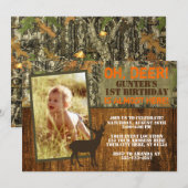 Hertenjacht verjaardagsuitnodiging met foto - Camo Kaart (Voorkant / Achterkant)