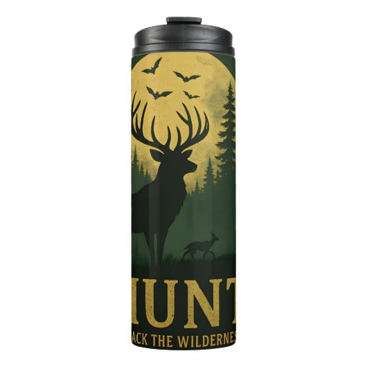 Hertenjacht Wilderness Maan Silhouet Thermosbeker (Voorkant)