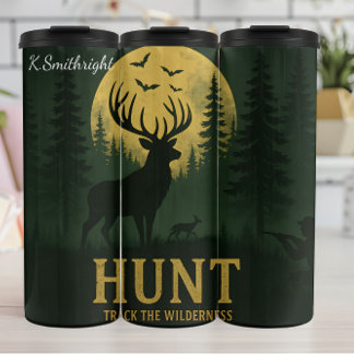 Hertenjacht Wilderness Maan Silhouet Thermosbeker