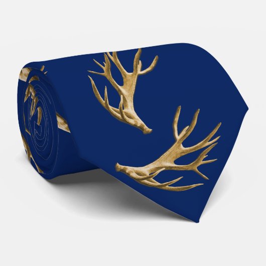 Hertenjager Antlers Navy Blue Stropdas (Opgerold)