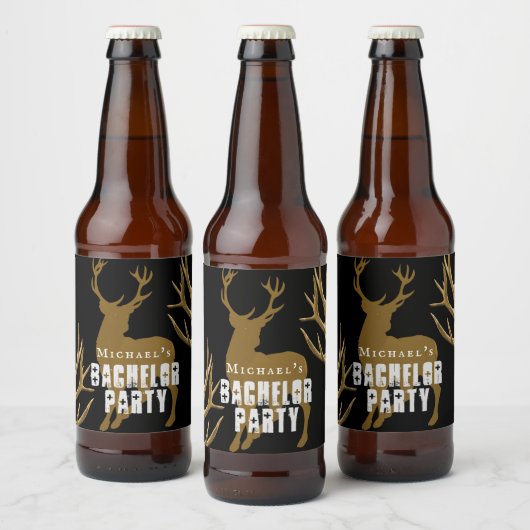 Hertenjager Bruidegom Gewei Bachelorfeest Bier Etiket (Flessen)