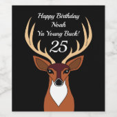 Hertenjager Grappige Jonge Buck Gepersonaliseerde  Wijn Etiket (Enkel label)