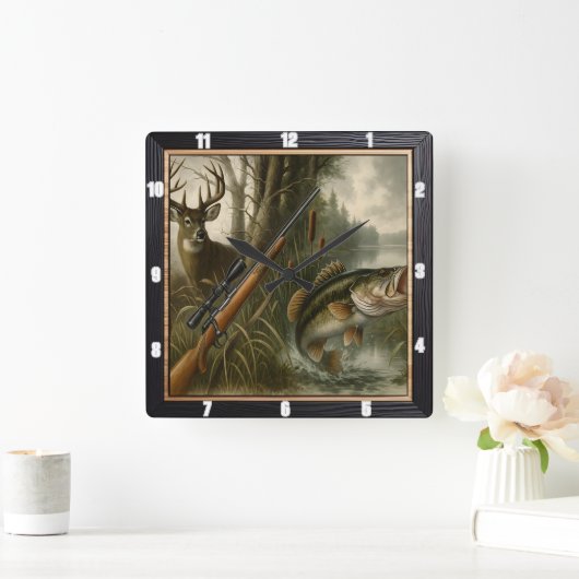 Hertenjager Wildlife Forest Vierkante Klok (Huis)