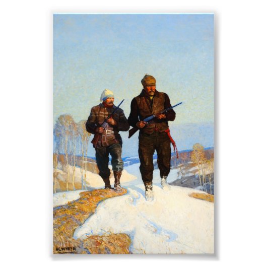 Hertenjagers van Newell Convers Wyeth Foto Afdruk (Voorkant)