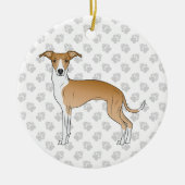 Hertenjong en witte Italiaanse windhond met poten Keramisch Ornament (Voorkant)