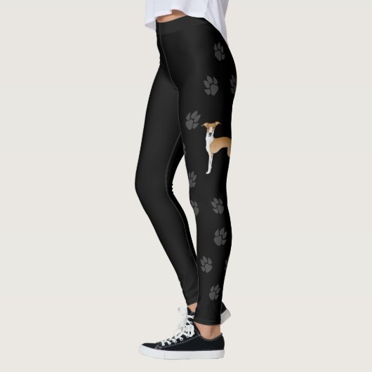 Hertenjong en witte Italiaanse windhond met poten Leggings (Links)