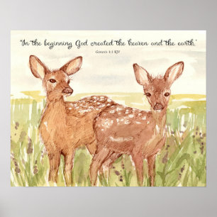 Hertenjong Geschrift Genesis God Schiep Hemel Poster