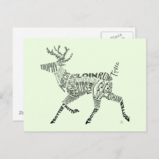Hertenkalligram Briefkaart (Voorkant / Achterkant)