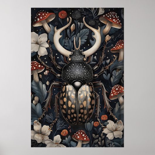 Hertenkever Bloemendruk, Dark Academia Poster (Voorkant)