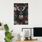 Hertenkever Bloemendruk, Dark Academia Poster (Thuiskantoor)