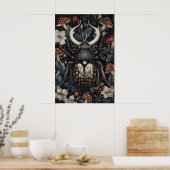 Hertenkever Bloemendruk, Dark Academia Poster (Keuken)