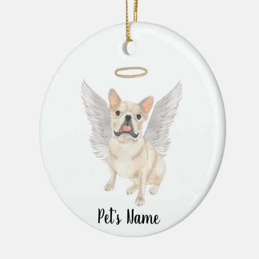 Hertenkleurige Crème Frenchie Herdenking Troost Keramisch Ornament (Links)